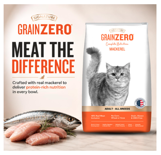 Grain Zero Adult Dry Cat Food 20kg | Mackerel | 48% Fresh Fish Inclusion, No Grain Formula, Gluten-Free | Promotes Healthy Skin & Coat | All Breeds