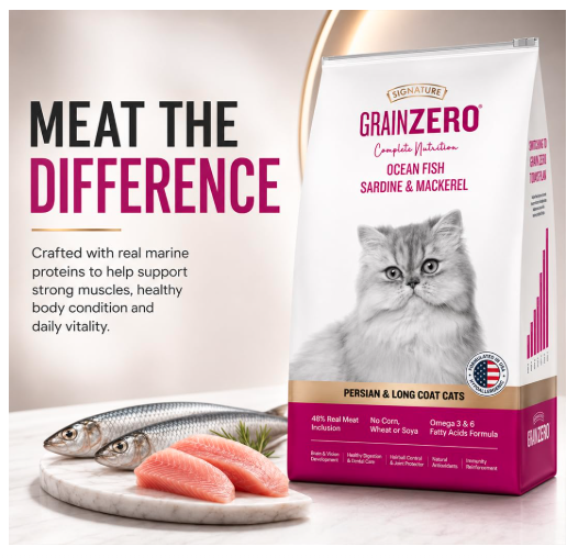 Grain Zero Dry Cat Food 3kg | Ocean Fish, Sardine & Mackerel | 48% Fresh Inclusion | Grain, Gluten & GMO-Free | Taurine for Heart Health
