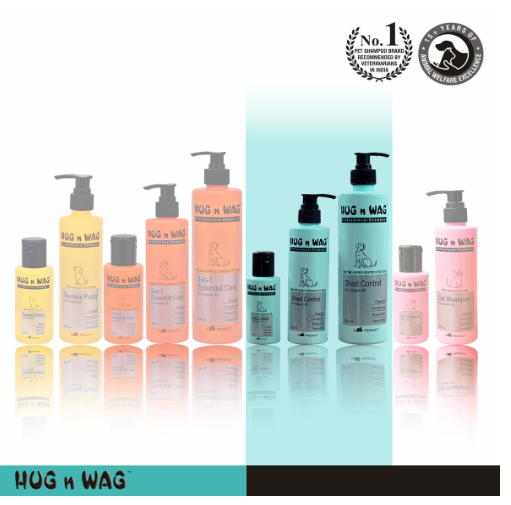 Hug n Wag Professional Shed Control Dog Shampoo | 4-in-1 Hair Fall Control Formula | Wheat Germ Oil, Nettle Extract & Pro-Vitamin B5 | 500 ml