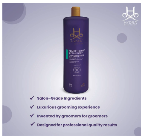Hydra Groomers Conditioner for Dogs and Cats | Easy Rinse Pet Conditioner with Grape Seed Oil & Oatmeal Extract | Enhances Shine