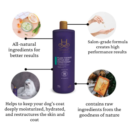 Hydra Groomers Conditioner for Dogs and Cats | Easy Rinse Pet Conditioner with Grape Seed Oil & Oatmeal Extract | Enhances Shine