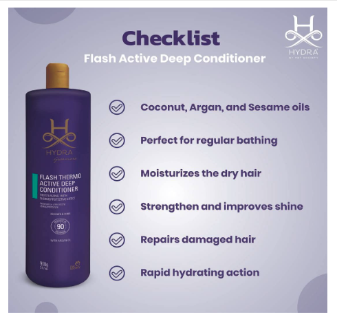 Hydra Groomers Conditioner for Dogs and Cats | Easy Rinse Pet Conditioner with Grape Seed Oil & Oatmeal Extract | Enhances Shine