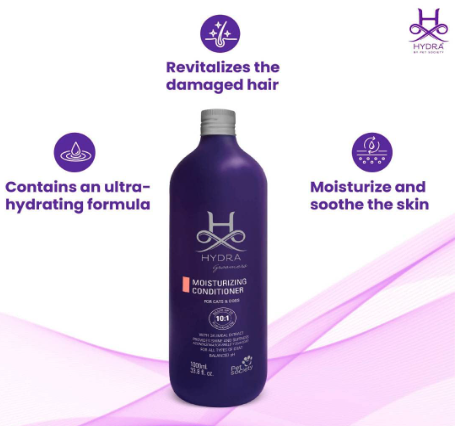 Hydra Groomers Conditioner for Dogs and Cats | Easy Rinse Pet Conditioner with Grape Seed Oil & Oatmeal Extract | Enhances Shine