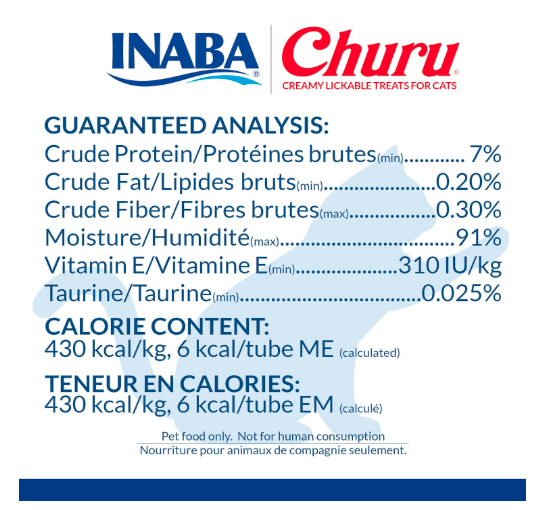 Inaba Churu Treats for Cat Flavor Tuna and Viera, For Skin and Coat, Box 6 Bags, 24 Tubes of 14 grs each