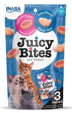 Inaba Juicy Bites Cat Treat -Chicken & Tuna Flavor 6 Packs, All Life Stages, Pellet