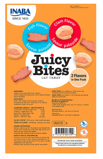 Inaba Juicy Bites Fish & Clam Flavor 33,9G /3 Pouches Per Pack