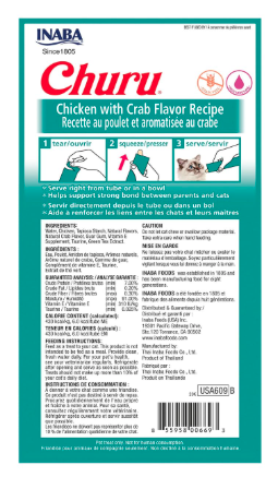 Inaba Churu Chicken with Crab 56 G/4 Sticks Per Pack