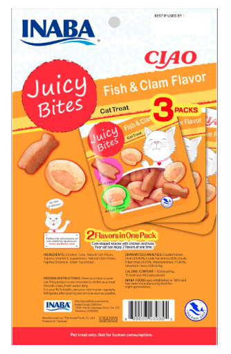 Inaba Juicy Bites Scallop & Crab Flavor 33,9g /3 Pouches Per Pack
