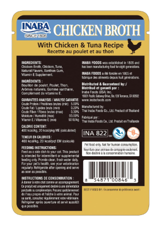 Inaba Chicken & Tuna Recipe Broth Cat Food, Grain Free, 1.76 Ounce (Pack of 6)