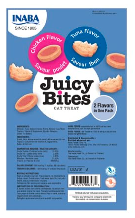 Inaba Juicy Bites Tuna & Chicken Flavor 33,9g /3 Pouches per Pack