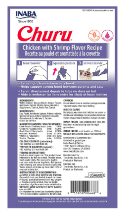 Inaba Churu Cat Treats, Chicken with Shrimp Recipe (Pack of 6, 56 GMS per Pack)