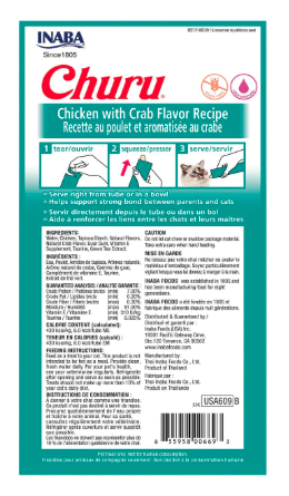 Inaba Churu Chicken with Crab Recipe (Pack of 6, 56 GMS, 4 Tubes per Pack), All Life Stages, Pate