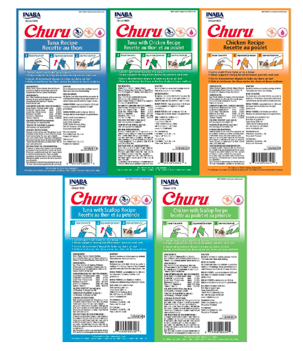 Inaba Ciao Churu Lickable Puree Creamy Cat Treat 5 Flavor Variety Pack,All Life Stages