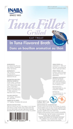 Inaba Grilled Tuna Fillet in Tuna Broth Cat Treats 6pk, All Life Stages, Chunk