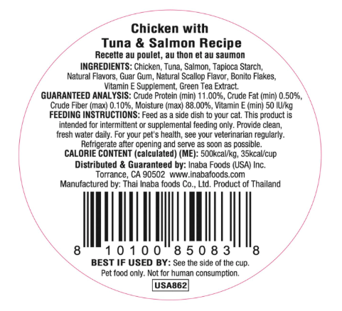 Inaba Dashi Delights Chicken with Tuna & Salmon Recipe 70g