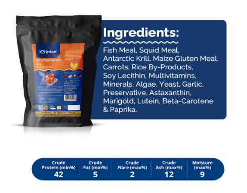 Intan Goldfish Pellets (Big 2.5mm Floating) | 5Kg - Highly Nutritious Ornamental Fish Food for All Goldfish - Ryukin, Red Cap, Ranchu & Lionhead