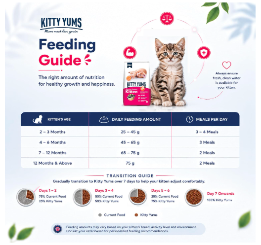 Kitty Yums Kitten (1-12 Months) Dry Cat Food 7kg Pack | Ocean Fish Flavour | Develop Strong Bones | Promotes Brain Development | Strong Immune System