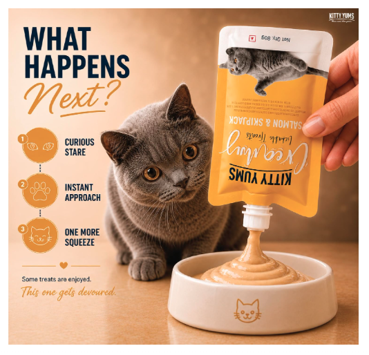 Kitty Yums All Life Stages Creamy Lickable Cat Treat (80g X12),960g Pack | Salmon & Skipjack Flavour | Stick| Easy to Hand Feed