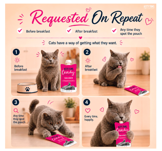 Kitty Yums Creamy Tuna & Bonito Cat Treat (80g x12),960g Pack of 12