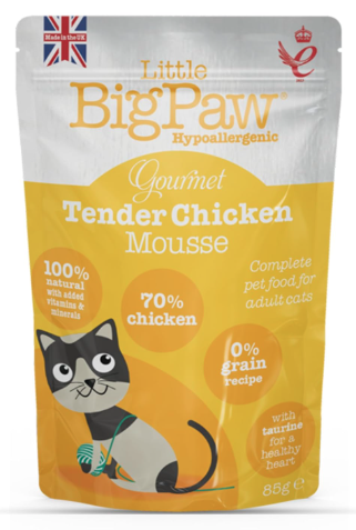 Little BigPaw Gourmet Tender Chicken Mousse for Cats, Grain Free and Hypoallergenic Wet Cat Food, 85 GMS Each (Pack of 12)