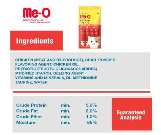 Me-O Creamy Cat Treats for All Life Stages-Crab Flavor 60 G Pack of 12 (720G)