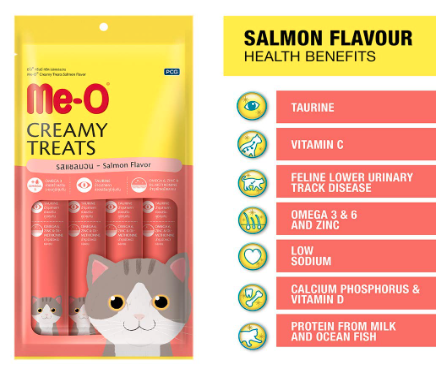 Me-O Creamy Cat Treats - Salmon Flavor, Small, 60g