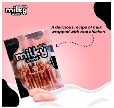 Milky Chew Chicken Stick Dog Treats – Premium Rawhide-Free Milk-Flavoured Sticks for Dogs of All Ages & Sizes – Nutritional 4-Pack