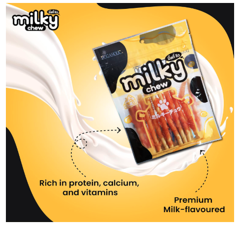 Milky Chew Stick Style Treats for Dogs | Premium Cheese & Chicken Flavored Dog Snacks | Rawhide-Free| Pack of 4