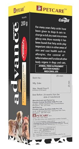 Nutri-Coat Advance Dog Skin and Fur Supplement Syrup with Omega 3 and 6 Fatty Acids, Vitamins, Supports Shiny Fur, Skin Health, 200 ml