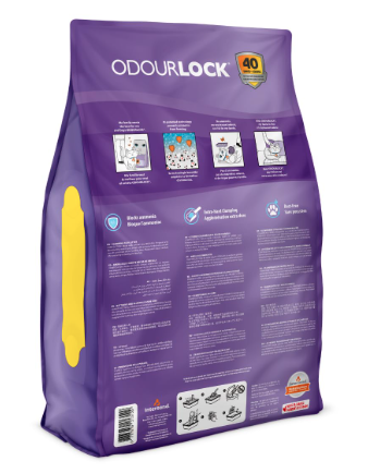 OdourLock Lavender Scented Ultra Premium Cat Litter Blocks Ammonia for 40 Days, Quick Absorption, Dust-Free, Extra-Hard Clumping 12kg