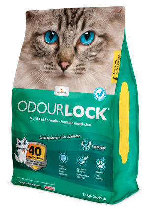 OdourLock Calming Breeze Scented Ultra Premium Cat Litter -Blocks Ammonia, Dust-Free, Extra-Hard Clumping, 40-Day Odor Control, Quick Absorption, 12kg