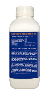 Rex Wheat Germ Oil 500 ml | Rich in Vitamin E & Omega 3, 6 | Skin & Coat Supplement for Dogs, Cats, Horses, Birds & Small Pets