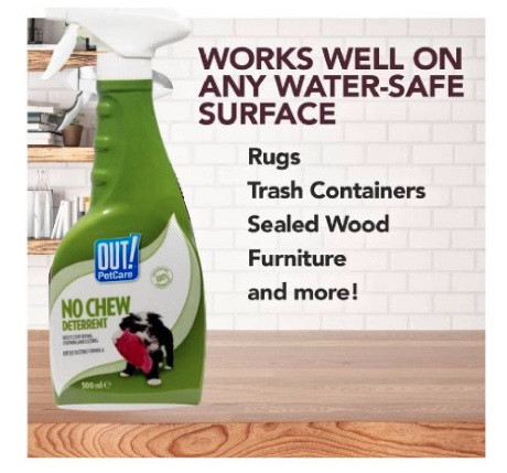 Out! No Chew Deterrent Spray Chewing, Licking Or Biting with Pleasant Smell and Bitter Taste Formula - 500 Ml, Single Piece