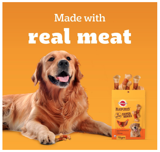 Pedigree Ranchos Super Bones (1+ Years) Dog Treats, Chicken & Milky Flavour, 70 g (Pack of 12), Low-Fat Treat With No Added Sugar