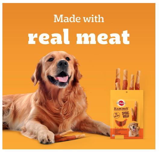 Pedigree Ranchos Spiral Wrap (1+ Years) Dog Treats, Chicken & Smokey Lamb Flavour, 60 g (Pack of 12), Rich in Protein & Low in Fat With No Added Sugar