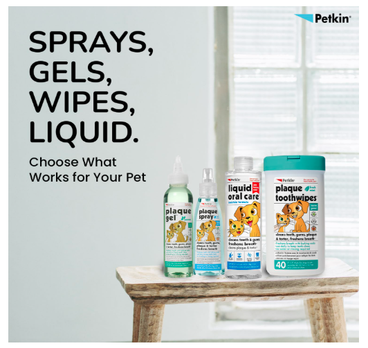 Petkin Plaque Fresh Mint Toothwipes 40 Count Dog & Cat Dental Cleaning Wipes