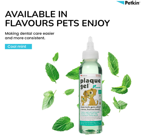 Petkin Plaque Gel Spearmint Oral Care for Dogs, Easy-to-Use Liquid Additive, Removes Plaque and Tartar Also Freshen Up Breath, 120 ml