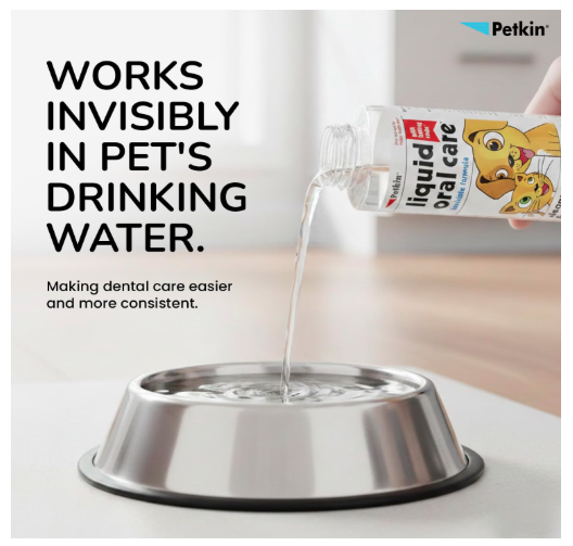 Petkin Liquid Oral Care for Dogs & Cats, Dental Water Additive for Fresh Breath & Teeth Cleaning, Daily Pet Oral Hygiene Solution, 240ml