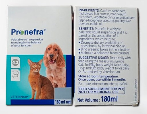Petmate your Paw Partner Pronefra - Palatable Oral Suspension Syrup - Feed Supplement for Dogs & Cats - 180ML