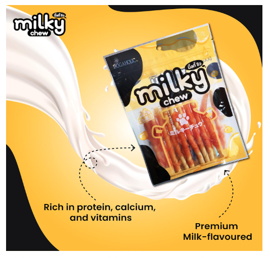 Milky Chew Cheese & Chicken Sticks Style Dog Treats for All Life Stages 10 Pieces