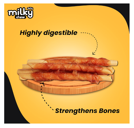Milky Chew Cheese & Chicken Sticks Style Dog Treats for All Life Stages 10 Pieces