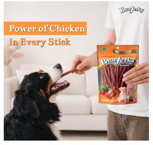 Rena Bow Jerky Dog Treats Chicken Sticks 200g, High Protein Dog Treats for Training & Reward, Healthy Chewy Snacks