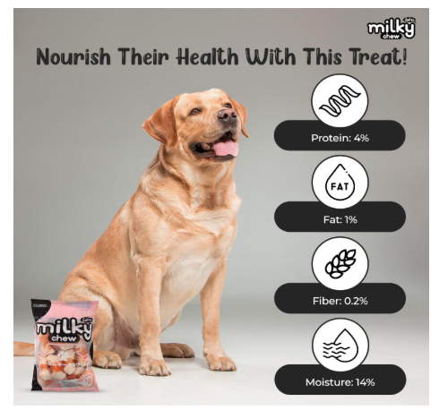 Dogaholic Milky Chew Dog Treats Real Chicken and Milk Protein Rich Dog Snacks Healthy Chewy Dogs (Pack of 1, Chicken Bone Style)
