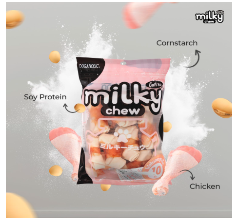 Dogaholic Milky Chew Dog Treats Real Chicken and Milk Protein Rich Dog Snacks Healthy Chewy Dogs (Pack of 1, Chicken Bone Style)