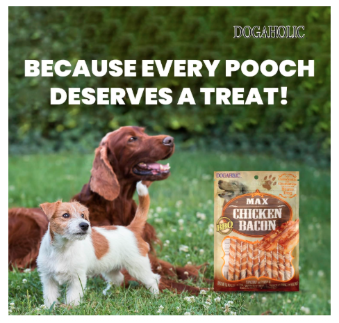Rena Dogaholic BBQ Max Chicken Bacon Sticks Dog Treats– High Protein, Soft & Digestible Dog Treats for Training, Reward & Daily Snacking 130g Pack