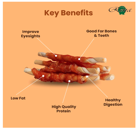 Rena’s Love Chicken Wrapped Double Sticks Dog Treats | High Protein, Low Fat, Natural Chicken Snacks | Long-Lasting Chew Treats, 438g (Pack of 3)
