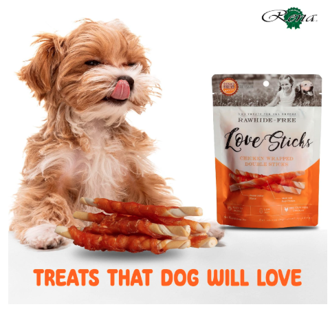 Rena’s Love Chicken Wrapped Double Sticks Dog Treats | High Protein, Low Fat, Natural Chicken Snacks | Long-Lasting Chew Treats, 438g (Pack of 3)