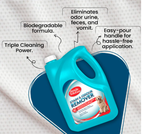 Simple Solution Dog Extreme Stain and Odour Remover,3X Cleaning Power,Eliminates Tough Set in Stains and Odors-4L