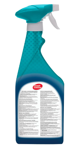 Simple Solution Dog Extreme Stain and Odour Remover, 3X Cleaning Power,Pro Bacteria and Enzymes Formula 750ml Spray Bottle