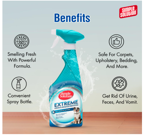 Simple Solution Dog Extreme Stain & Odour Remover,3X Cleaning Power,Eliminates Tough Set In Stains & Odour  500 Ml